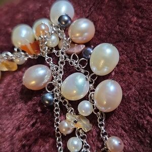 Genuine Cultured Pearl Necklace with  925°Silver Chain